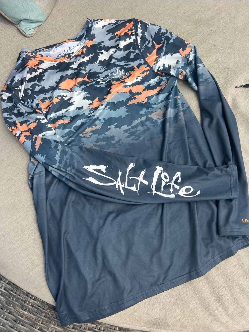 Salt Life SLX Performance Camo Long Sleeve - Navy & Orange